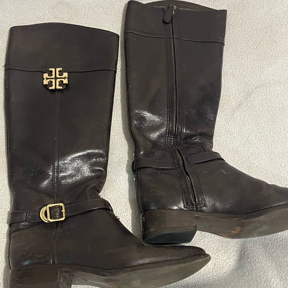 Tory Burch Women's Black Leather Riding Boots